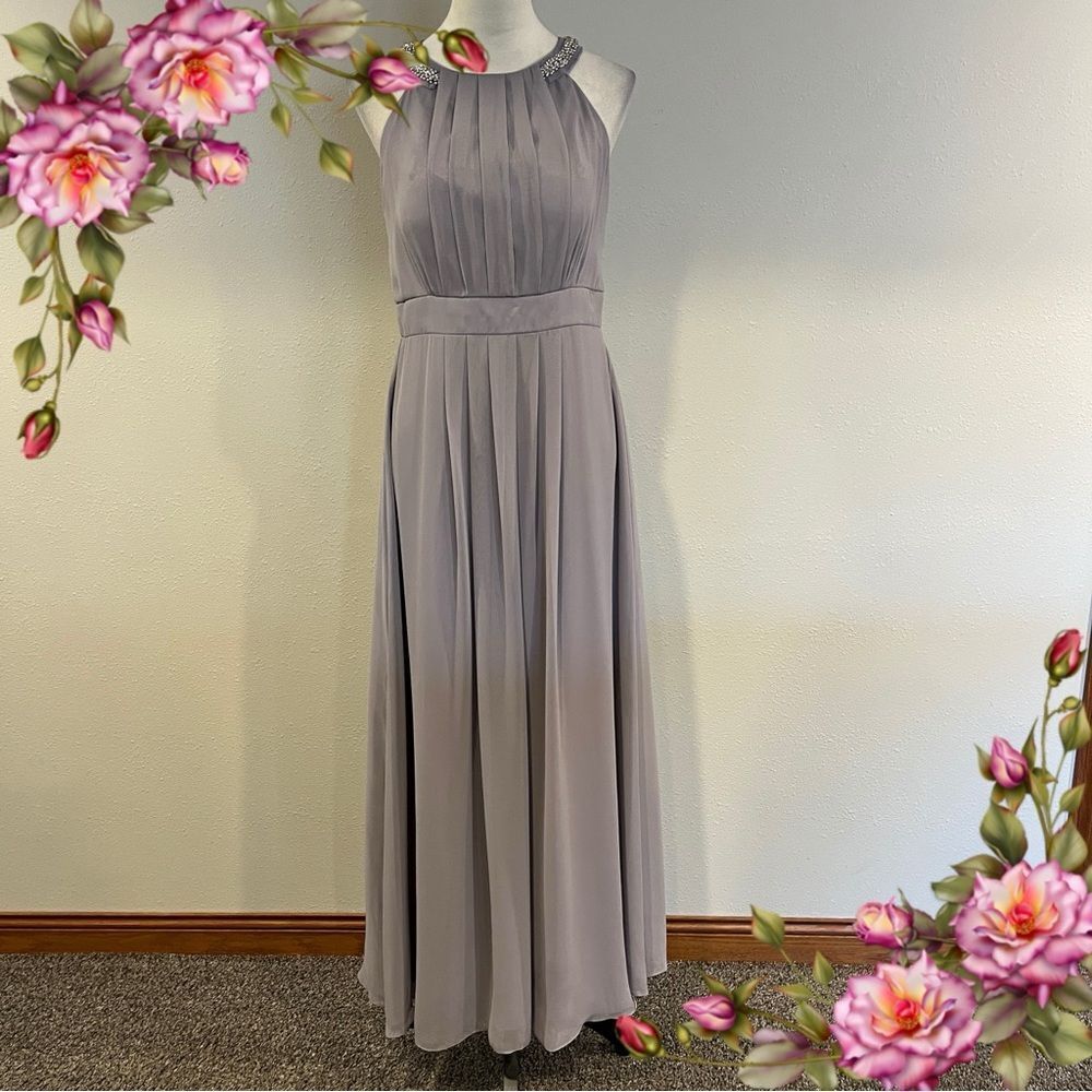Eliza J Elegant Gray Sleeveless Formal Dress